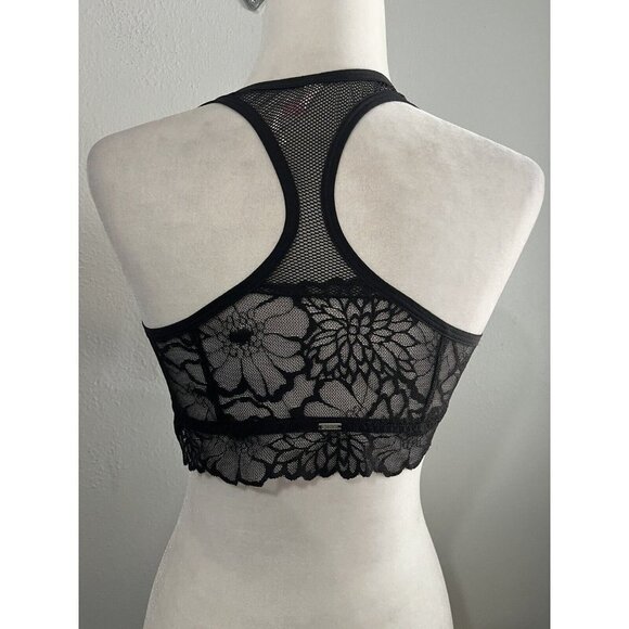 Pink Bralette Women Large Black Lace Racerback - Picture 5 of 10